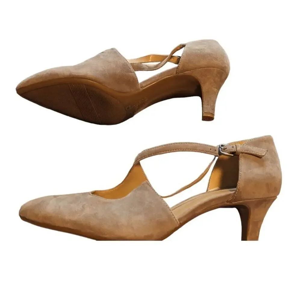 Naturalizer Okira Size 10N Narrow Gray Suede Leather Pointed Toe Pumps